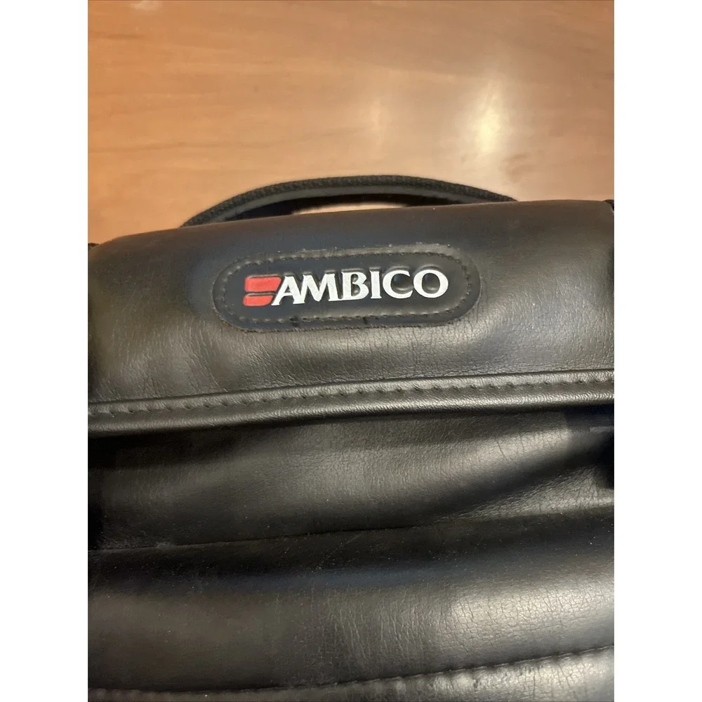Vintage Large Black Ambico Leather Shoulder Carry Bag For Camera/Video Gear